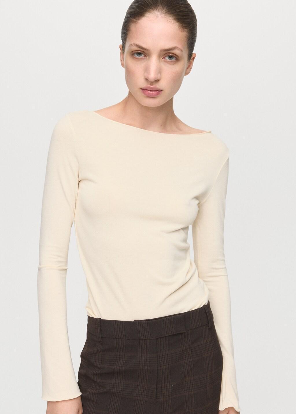 Yellow Boat Neck T-Shirt, 0201_10, large image number 3