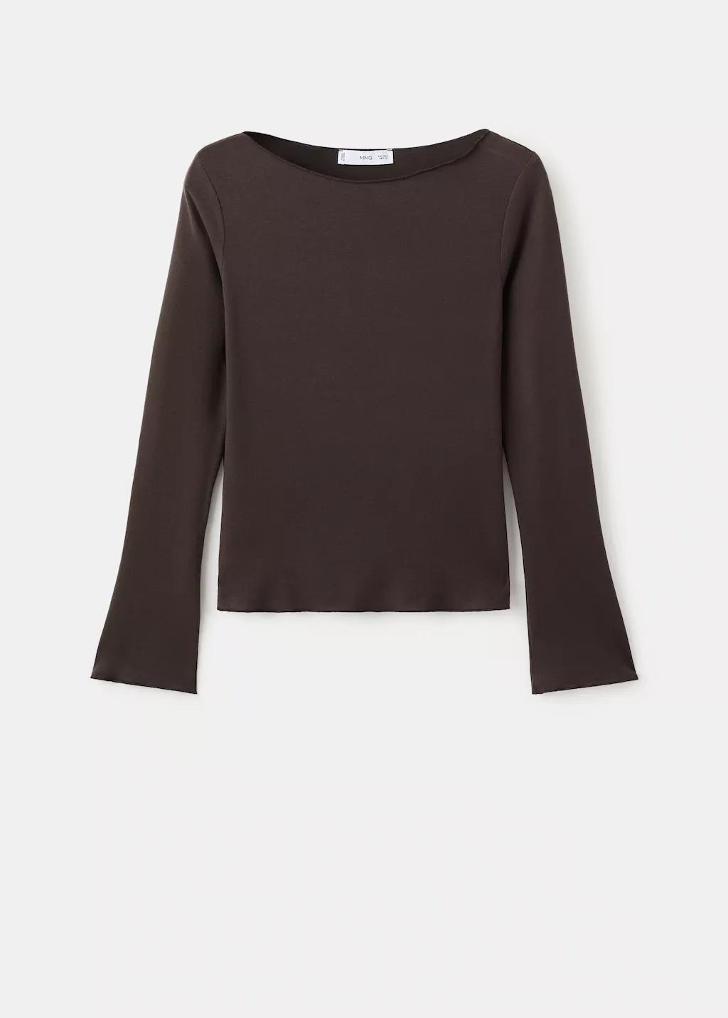 Brown Boat Neck T-Shirt, Brown, large image number 3