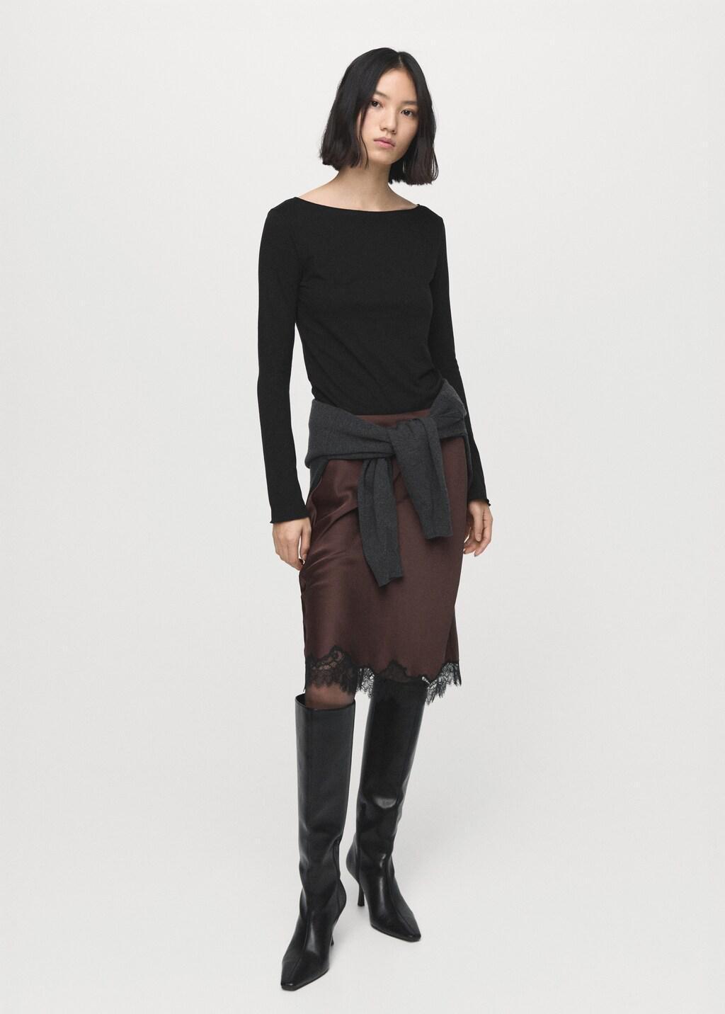 Black Boat Neck T-Shirt, 0201_99, large image number 0