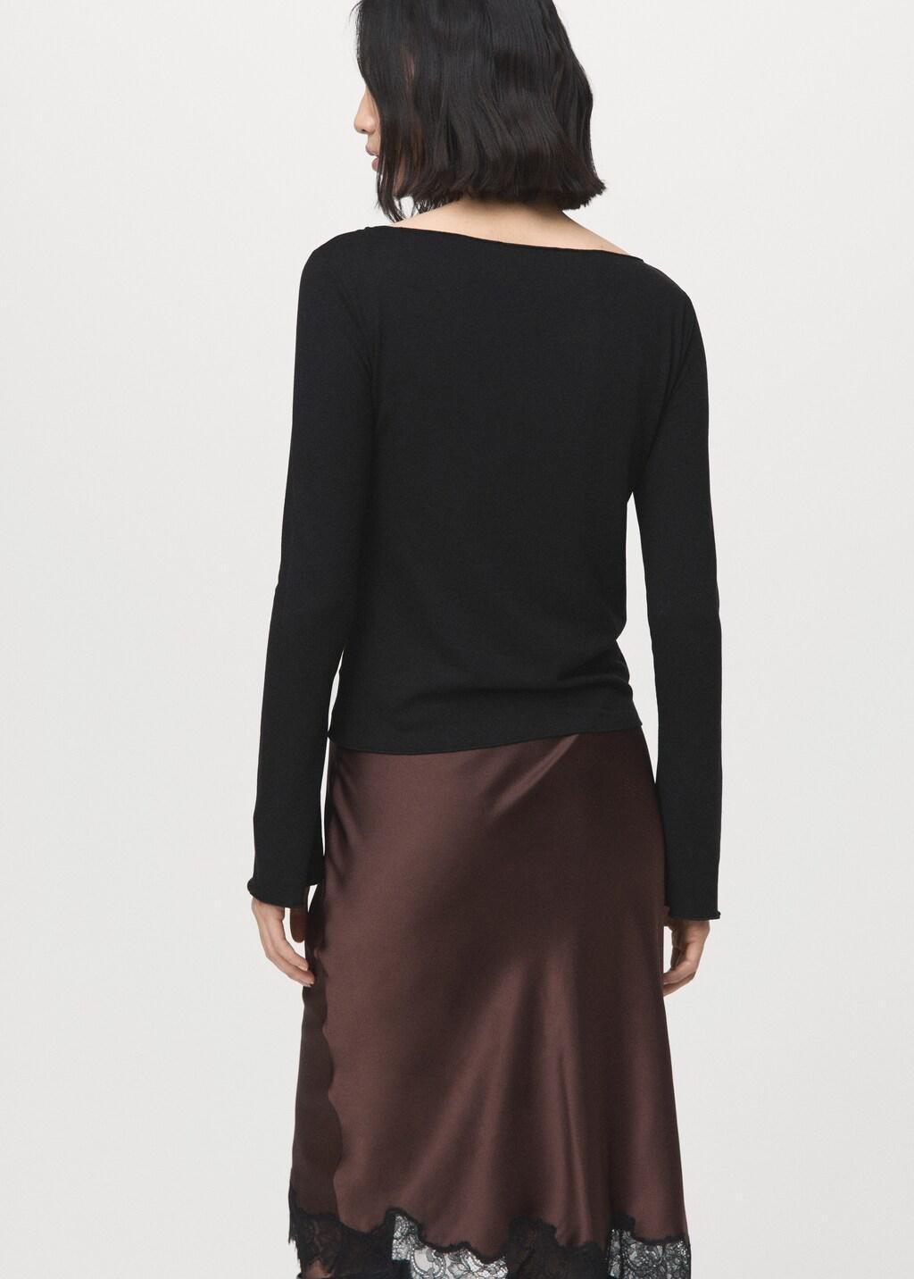 Black Boat Neck T-Shirt, 0201_99, medium
