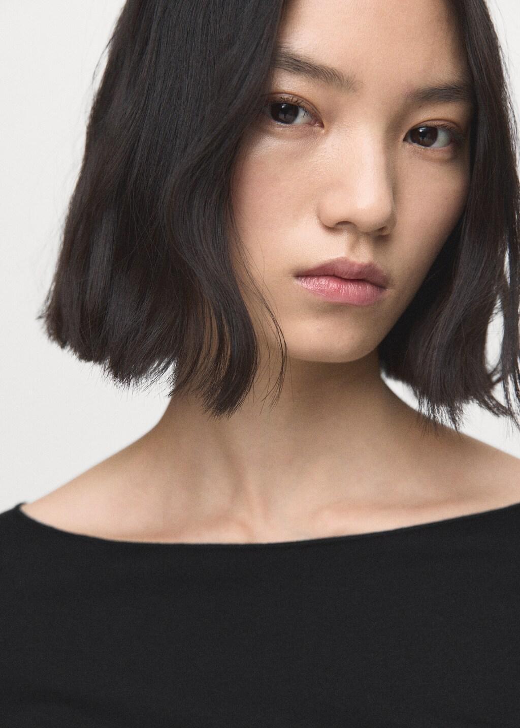 Black Boat Neck T-Shirt, 0201_99, large image number 4