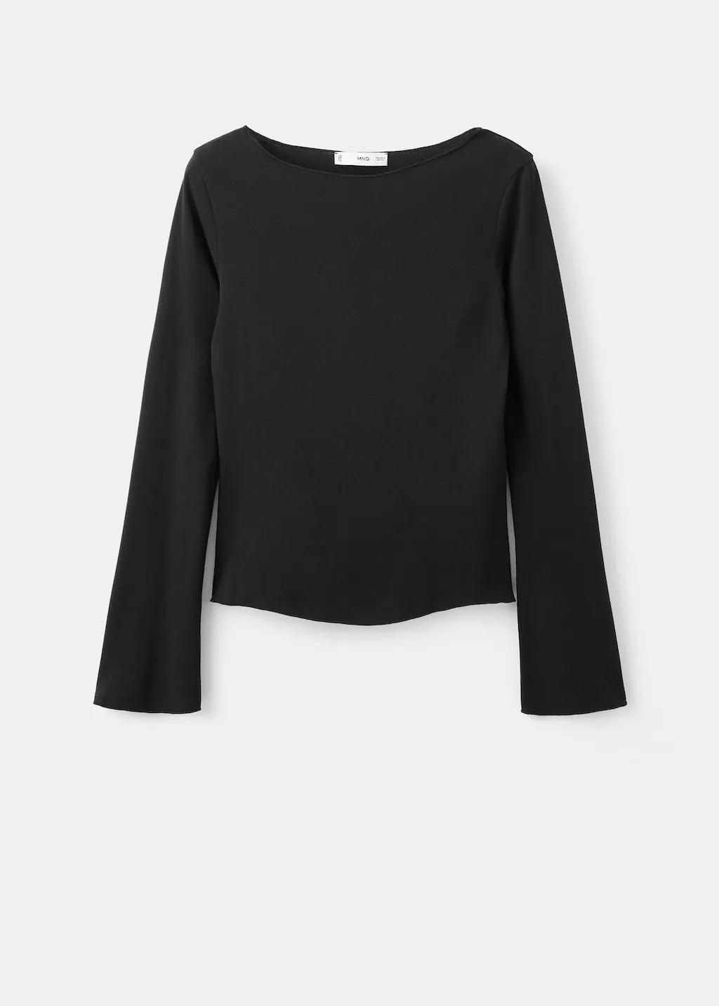 Black Boat Neck T-Shirt, 0201_99, large image number 8
