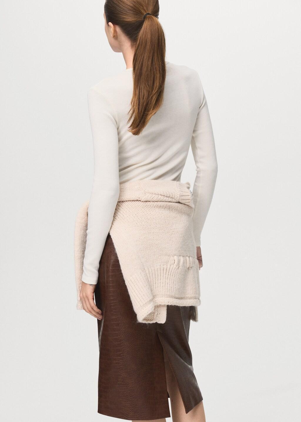 White Ribbed Long-Sleeved T-Shirt, Natural White, large image number 2