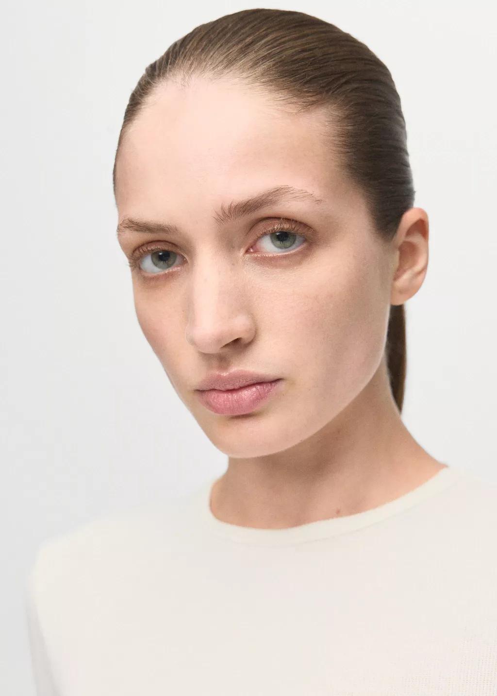 White Ribbed Long-Sleeved T-Shirt, Natural White, large image number 4