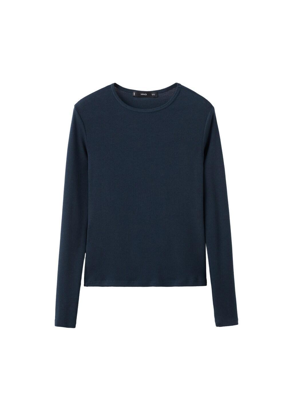 Navy Ribbed Long-Sleeved T-Shirt, Dark Blue, large image number 7