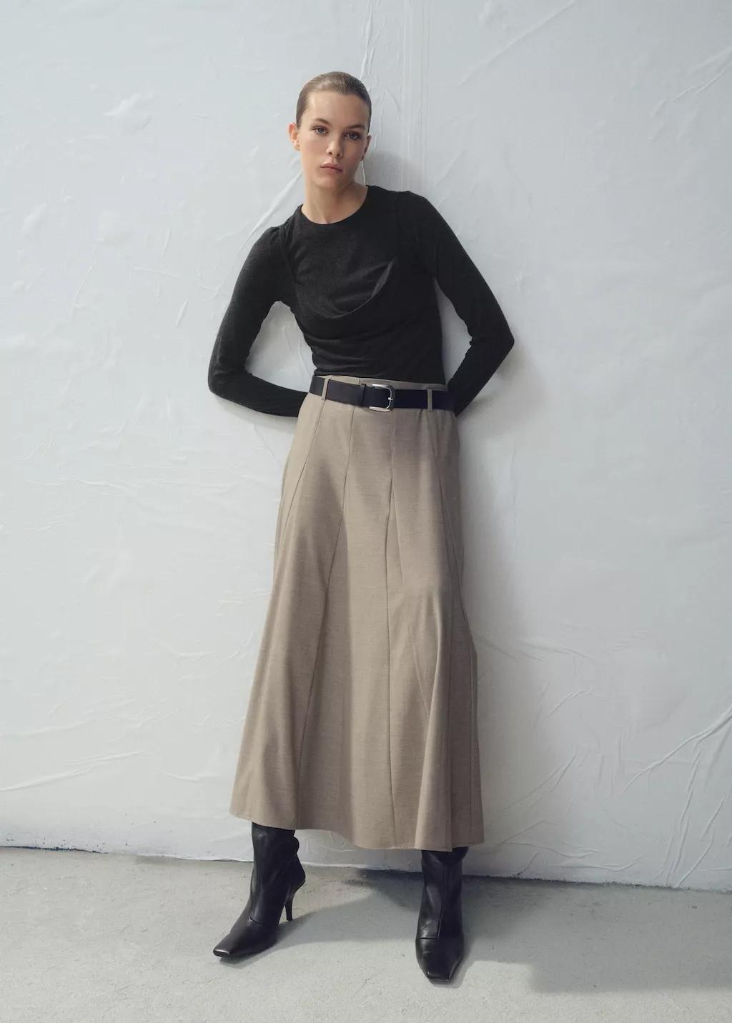 Grey Draped Combined T-Shirt, Dark Grey, medium