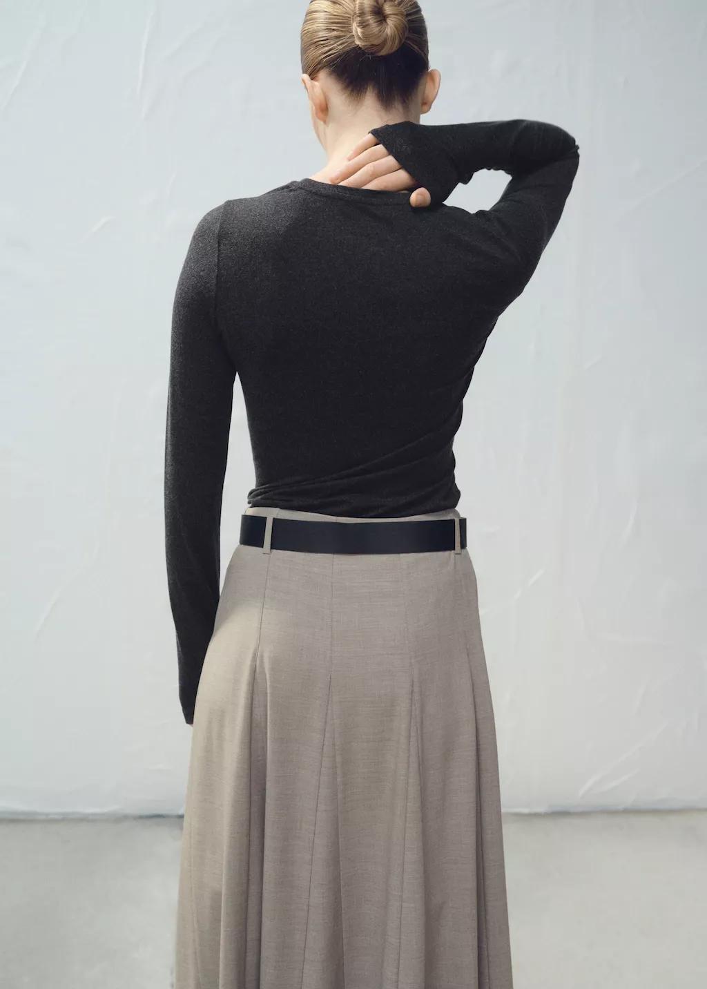 Grey Draped Combined T-Shirt, Dark Grey, medium