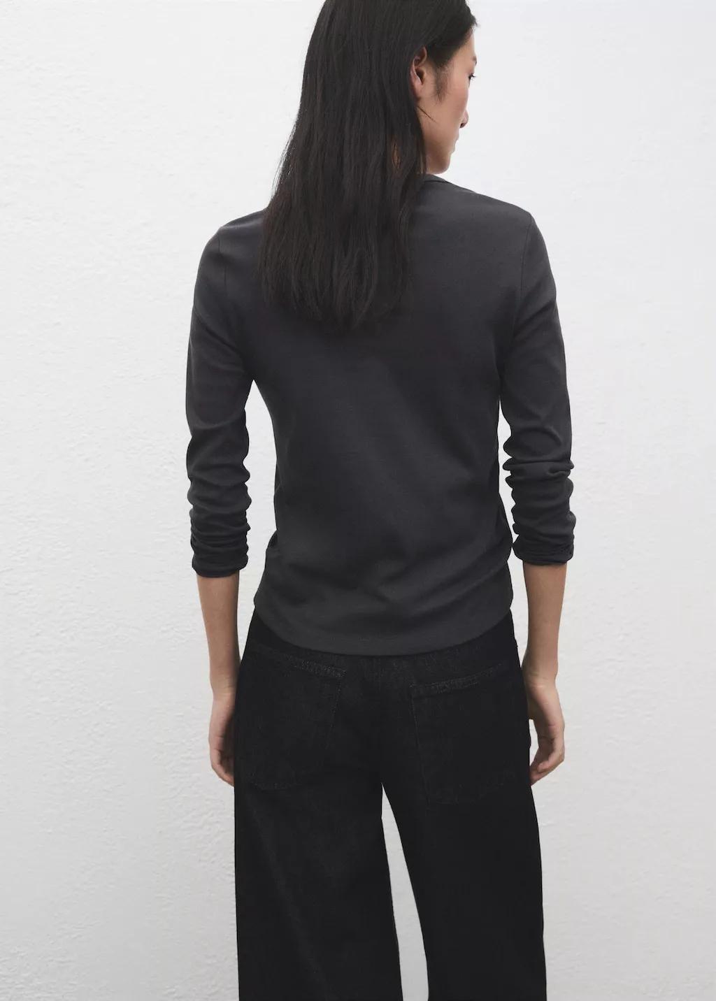 Grey Long-Sleeve Cotton T-Shirt, 0201_95, large image number 2