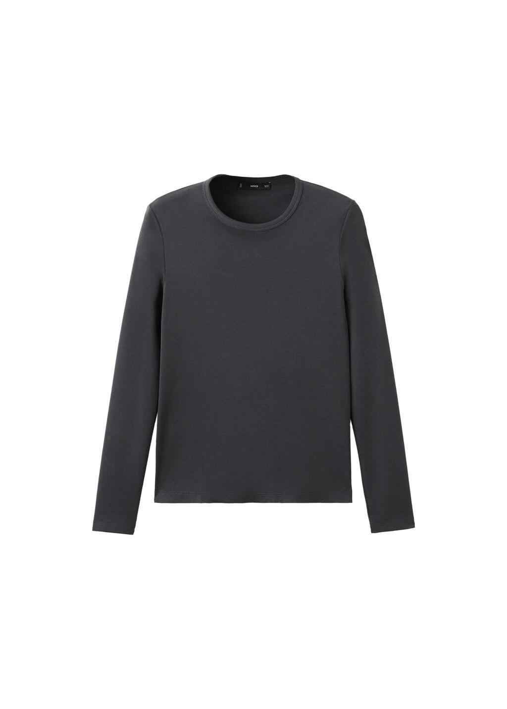 Grey Long-Sleeve Cotton T-Shirt, 0201_95, large image number 6