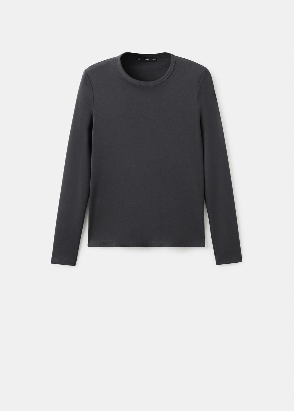 Grey Long-Sleeve Cotton T-Shirt, 0201_95, large image number 7