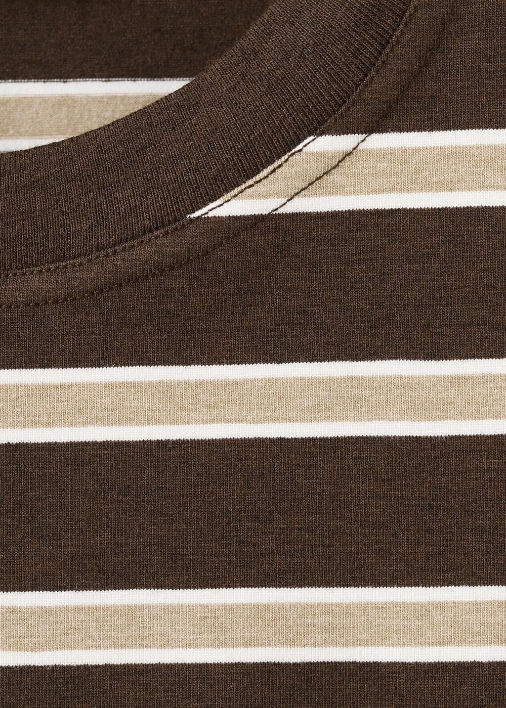 Brown Long-Sleeve Striped T-Shirt, Brown, large image number 5