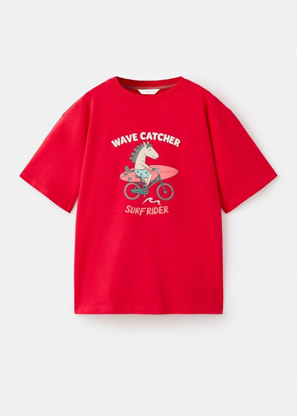 Red Printed Cotton-Blend T-Shirt, Kids Boys, Red, large image number 5