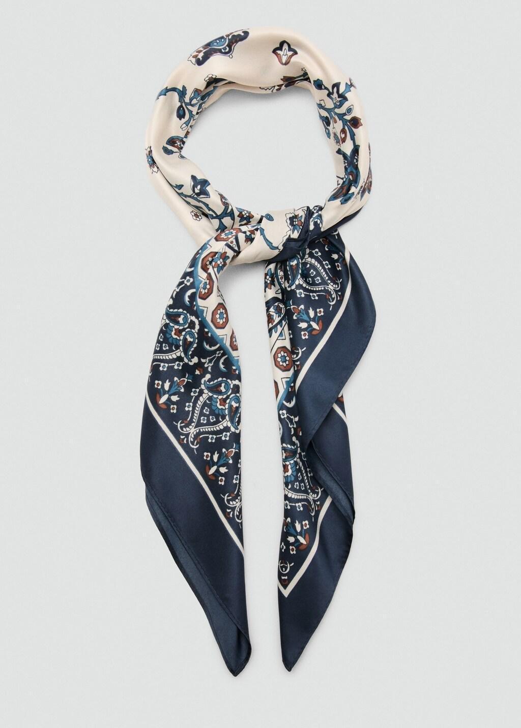 Navy Paisley Satin Scarf, 0201_56, large image number 1
