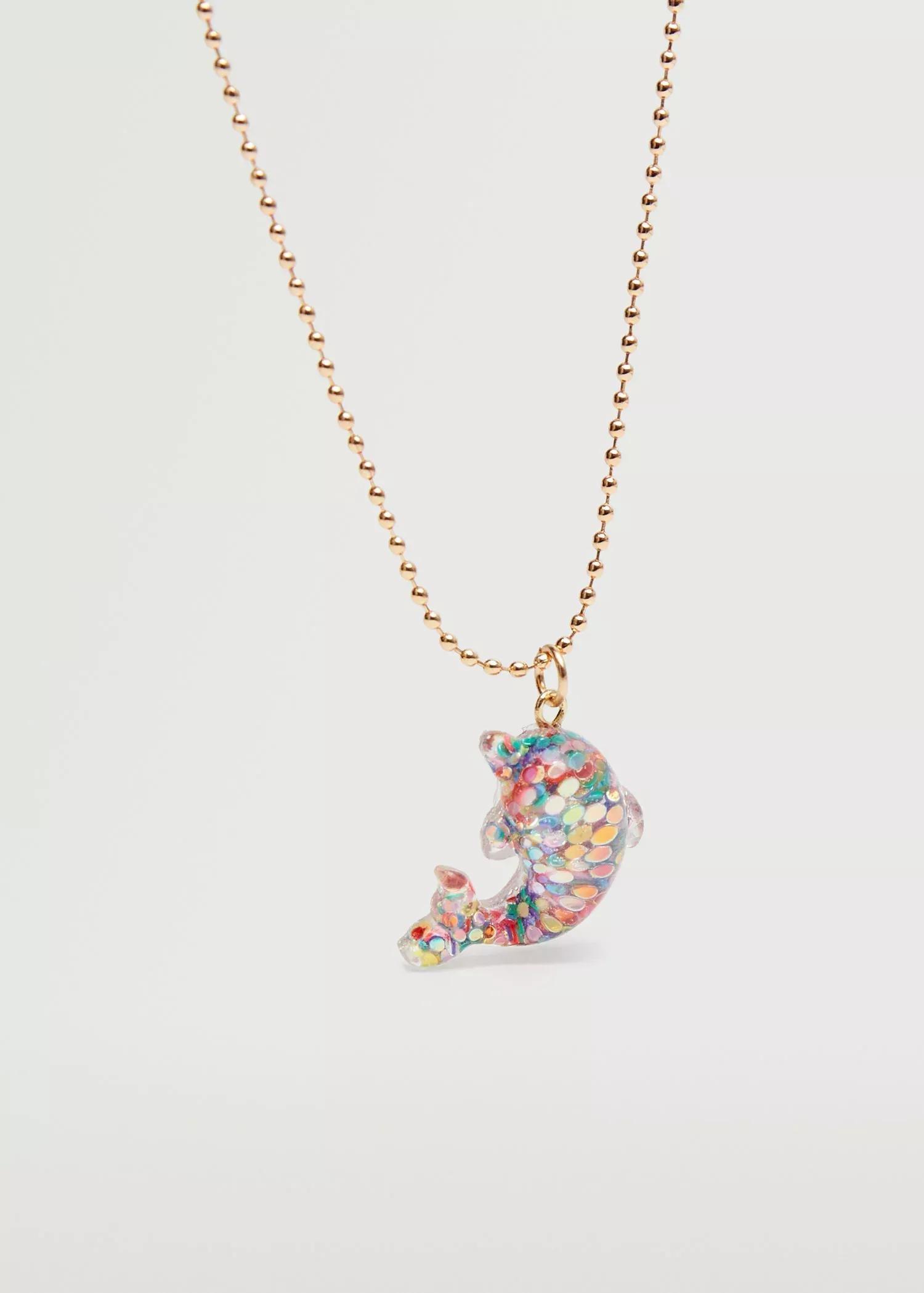 Gold Dolphin Pendant Necklace, Kids Girl, , large image number 0