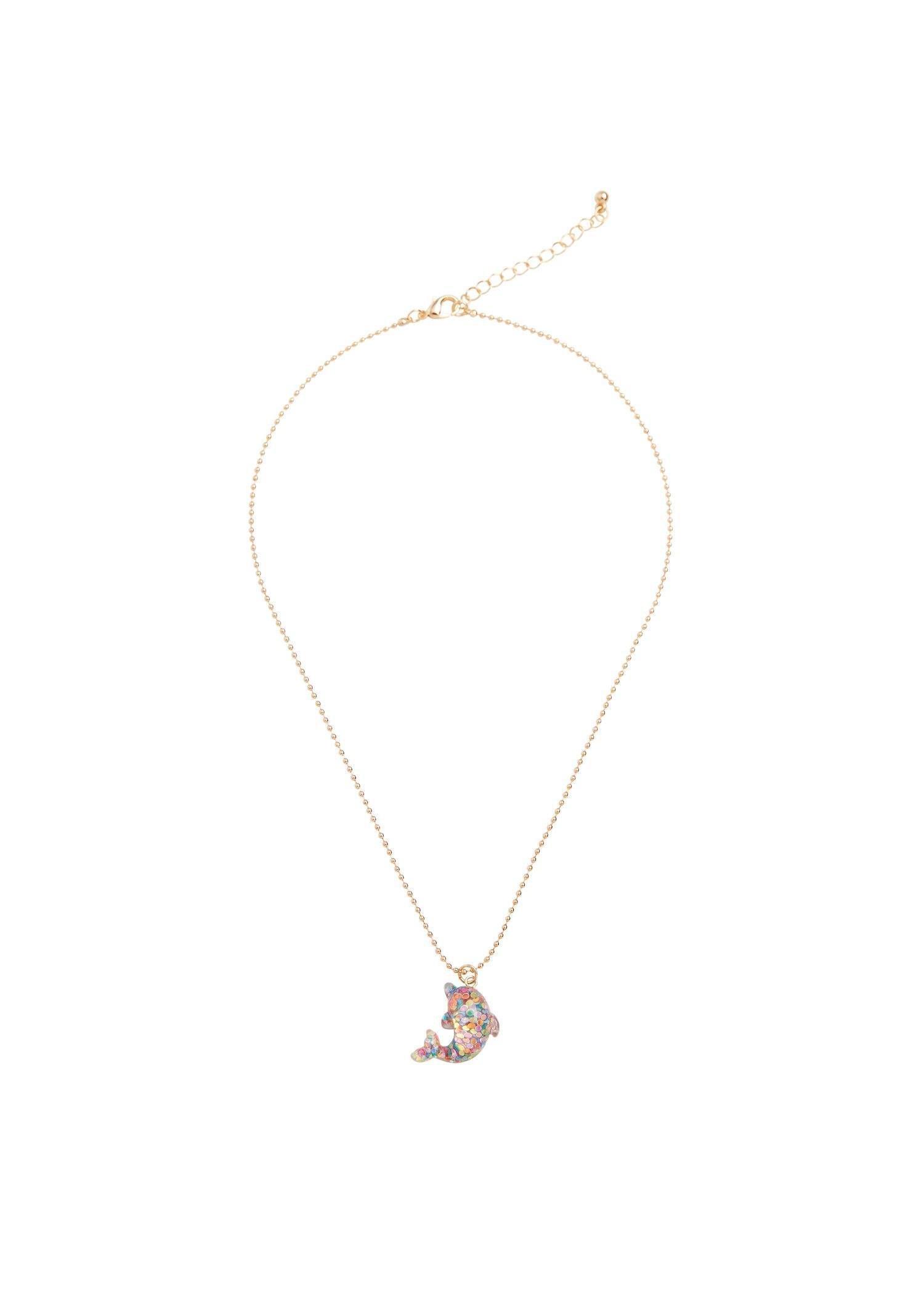 Gold Dolphin Pendant Necklace, Kids Girl, , large image number 1