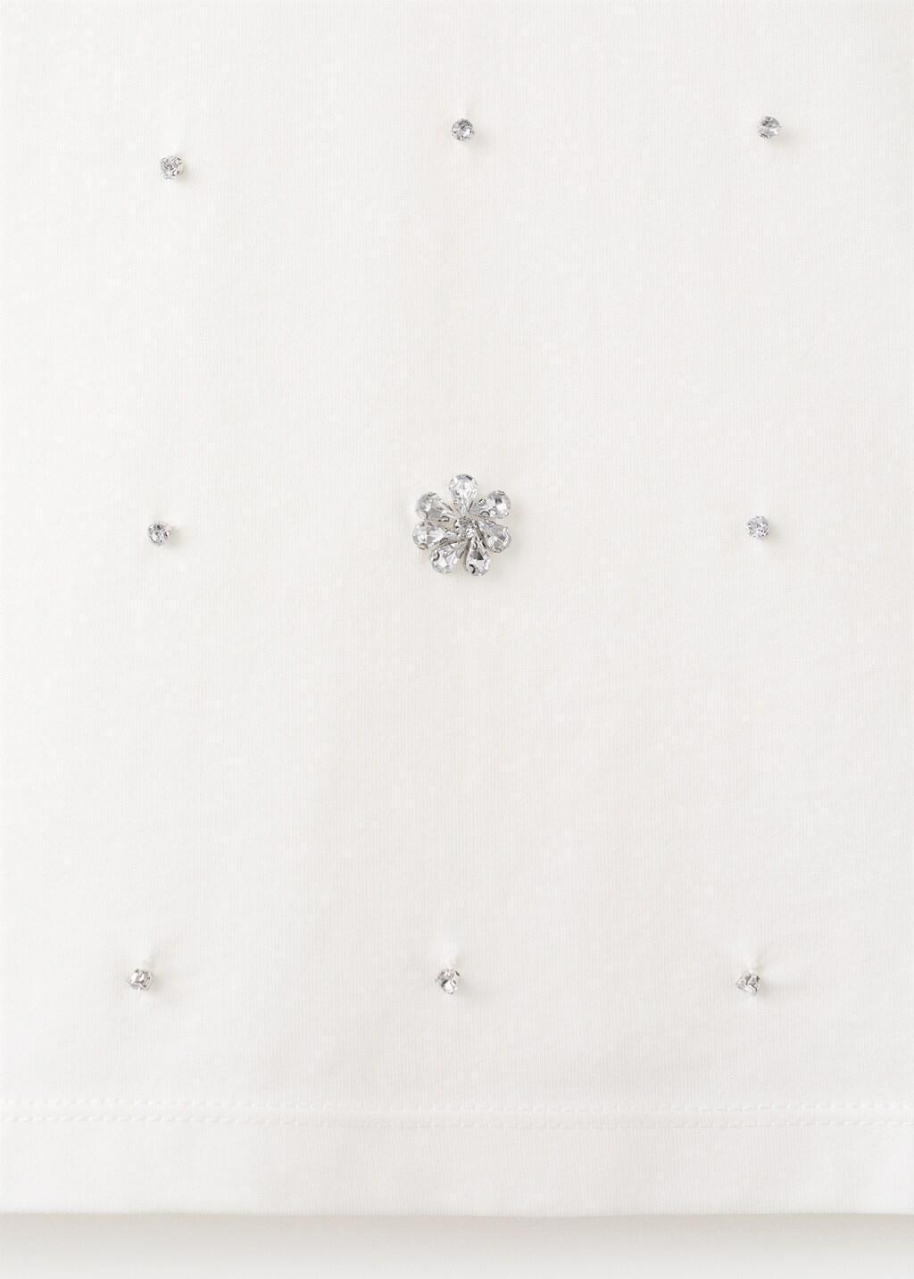 White Strass Cotton T-Shirt, White, large image number 1