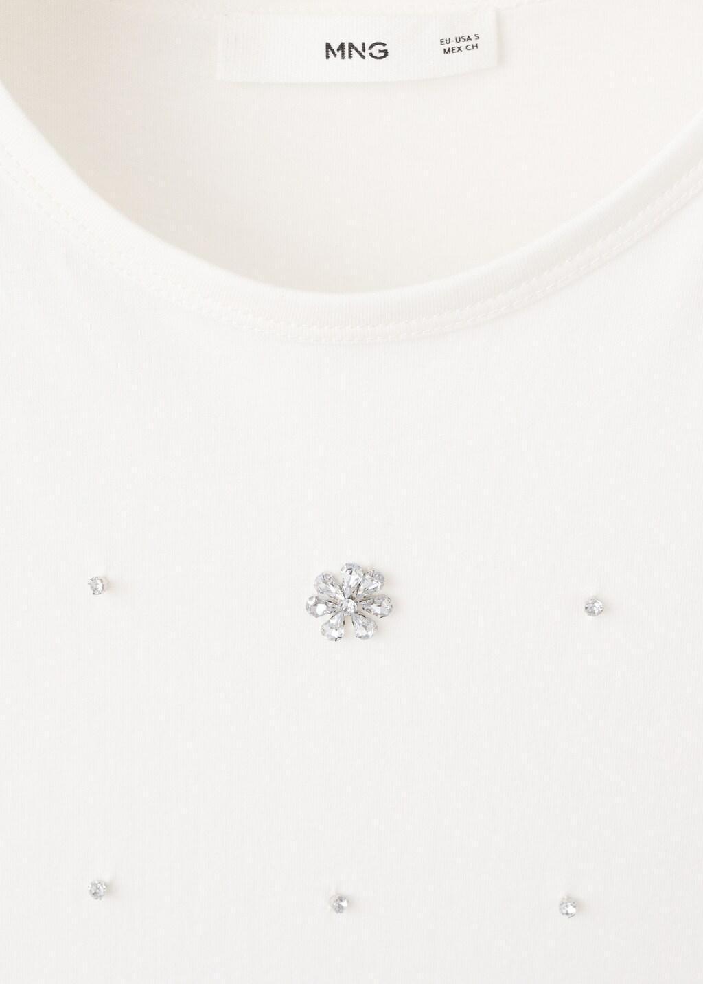 White Strass Cotton T-Shirt, White, large image number 4