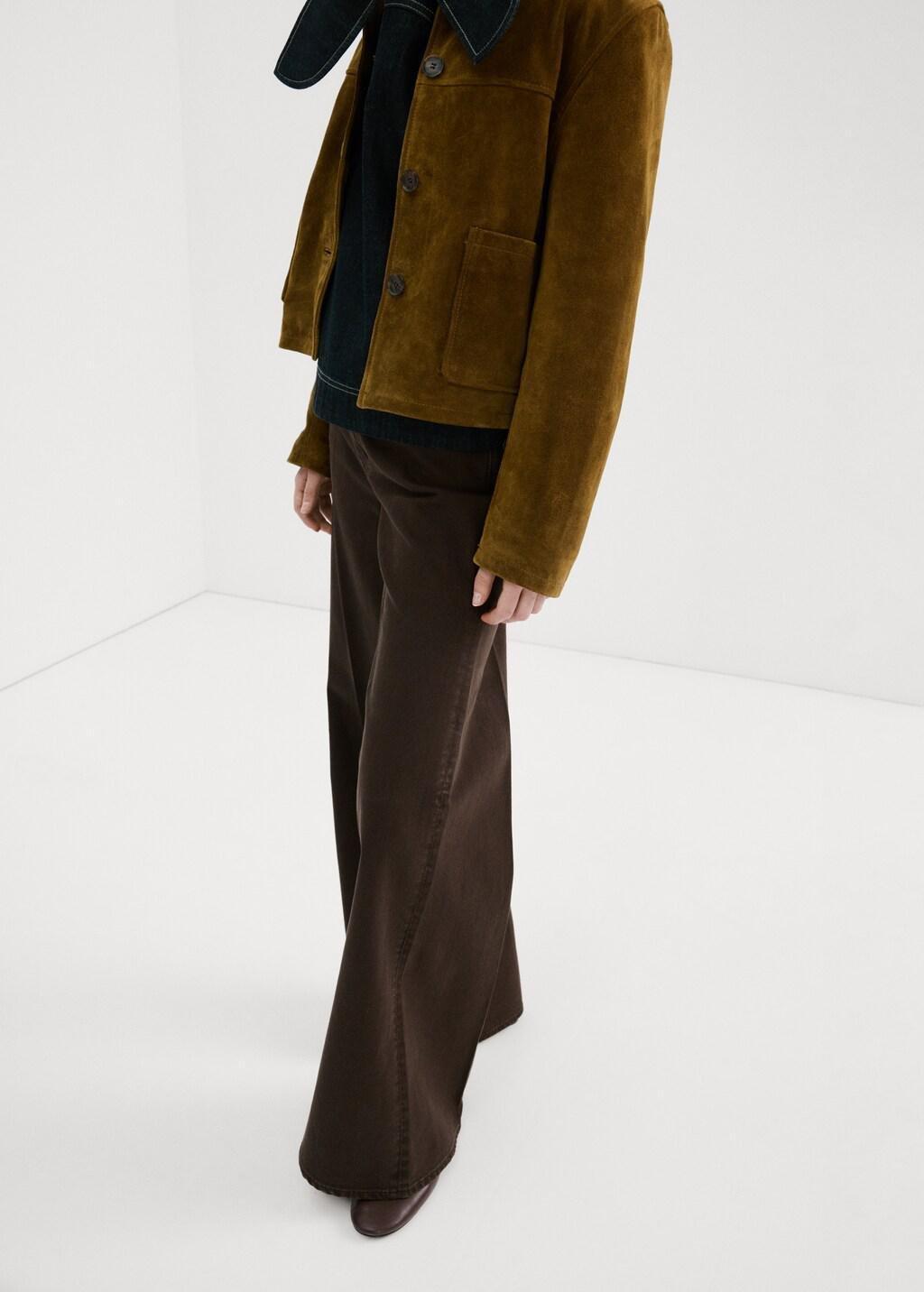 Brown High-Waisted Wide Leg Jeans, Dark Brown, large image number 3