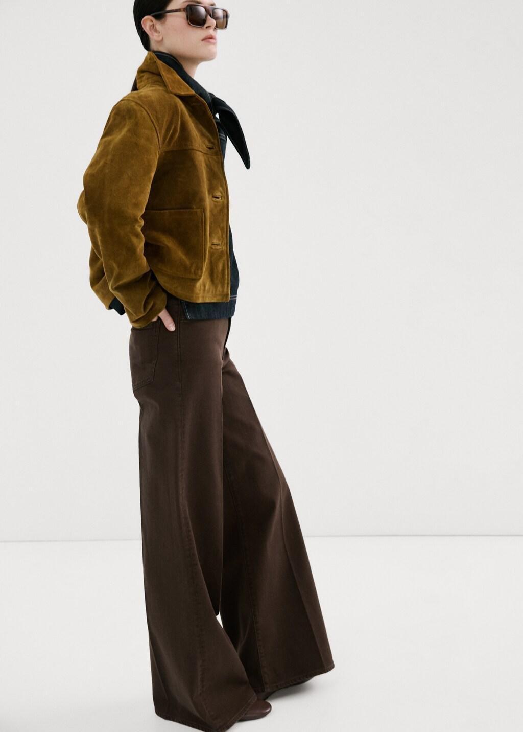 Brown High-Waisted Wide Leg Jeans, Dark Brown, large image number 7