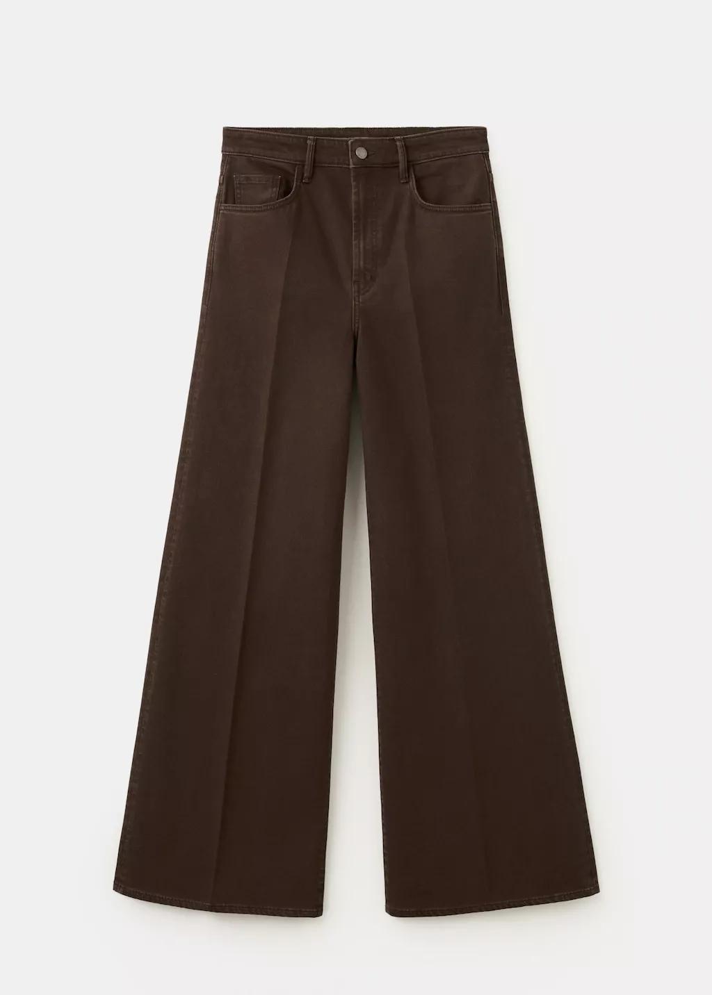 Brown High-Waisted Wide Leg Jeans, Dark Brown, large image number 9