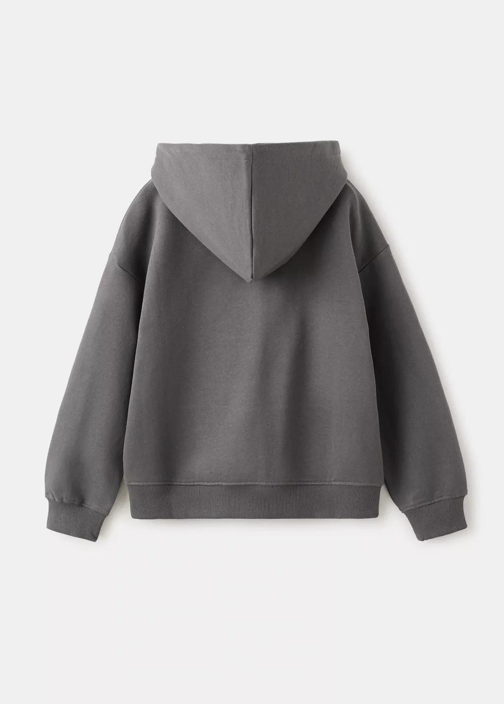 Grey Printed Hoodie, Kids Girl, Charcoal, medium