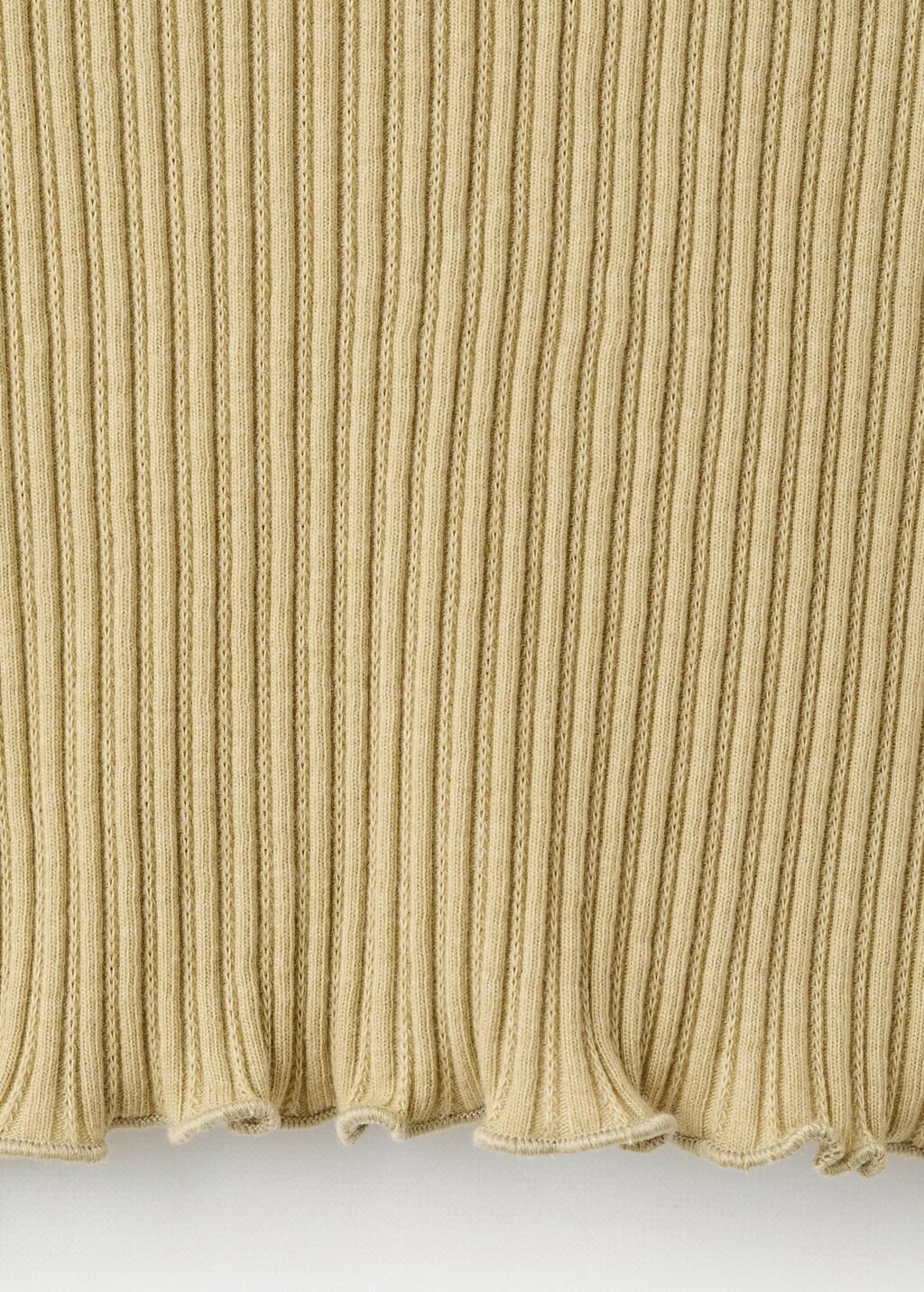 Green Ribbed Long-Sleeved T-Shirt, Kids Girls, Dark Green, large image number 4