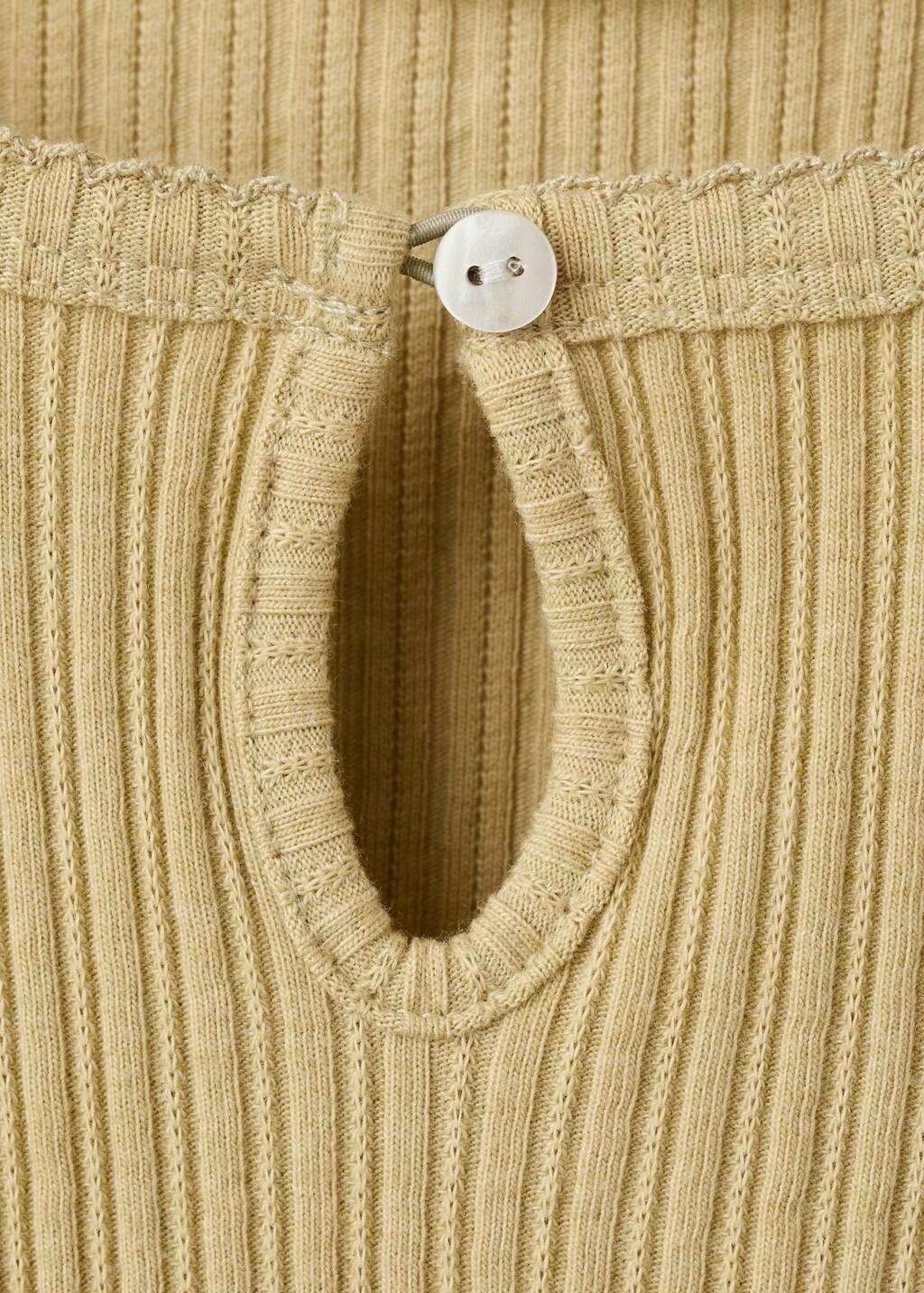 Green Ribbed Long-Sleeved T-Shirt, Kids Girls, Dark Green, large image number 6