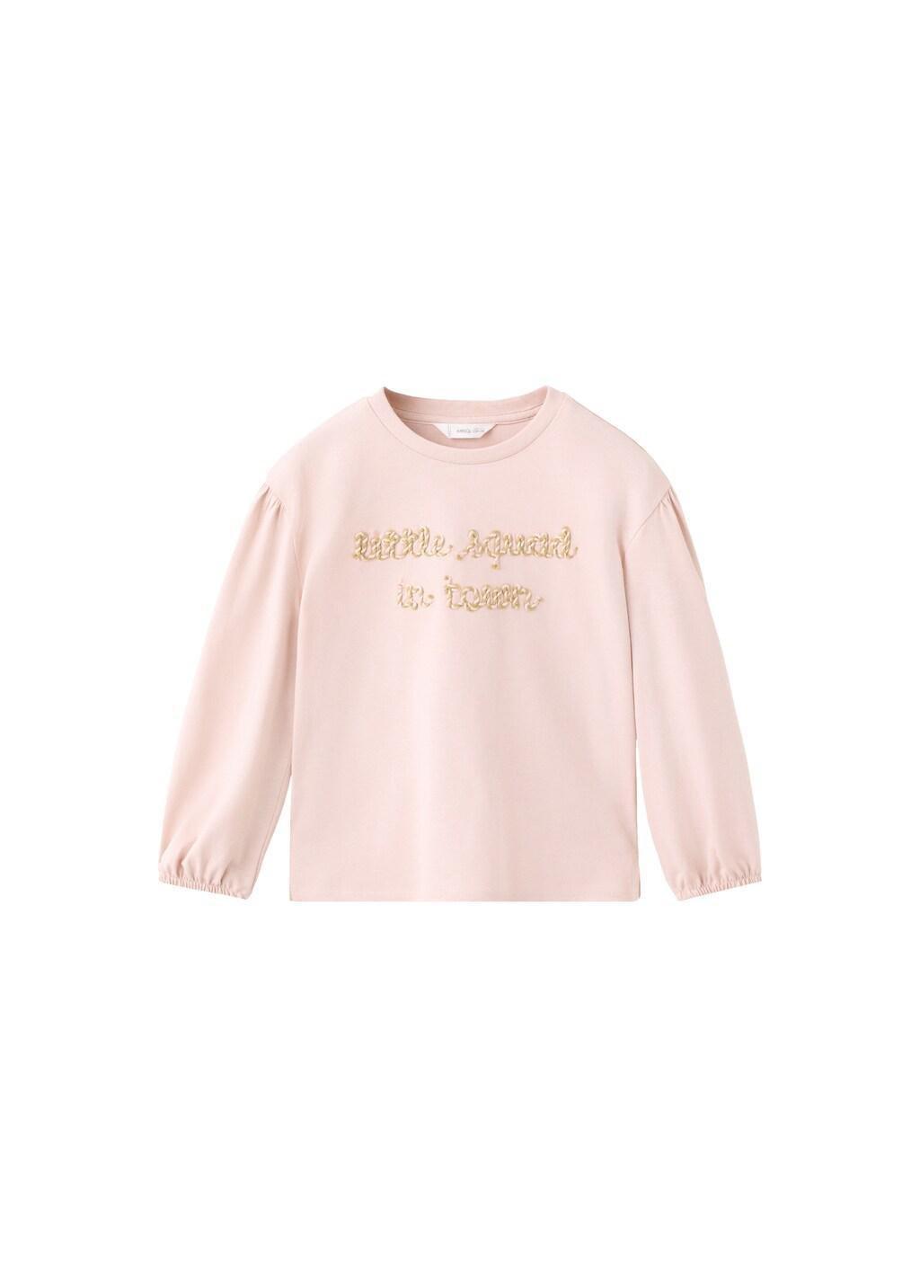 Pink Cotton Tee With Embroidered Text, Baby Girl, 0201_85, large image number 3