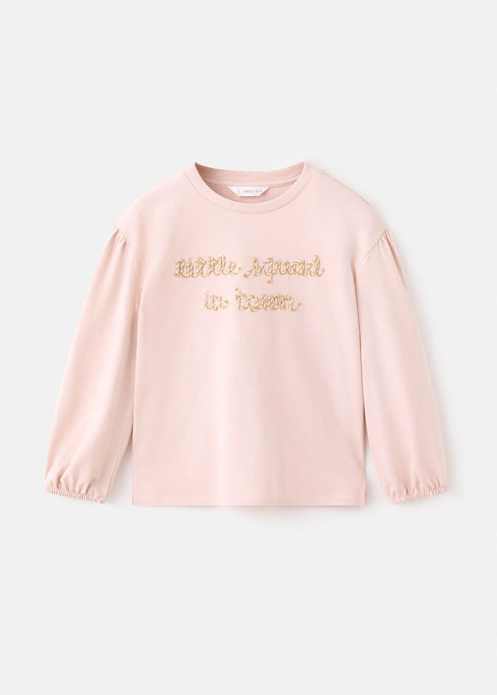 Pink Cotton Tee With Embroidered Text, Baby Girl, 0201_85, large image number 4