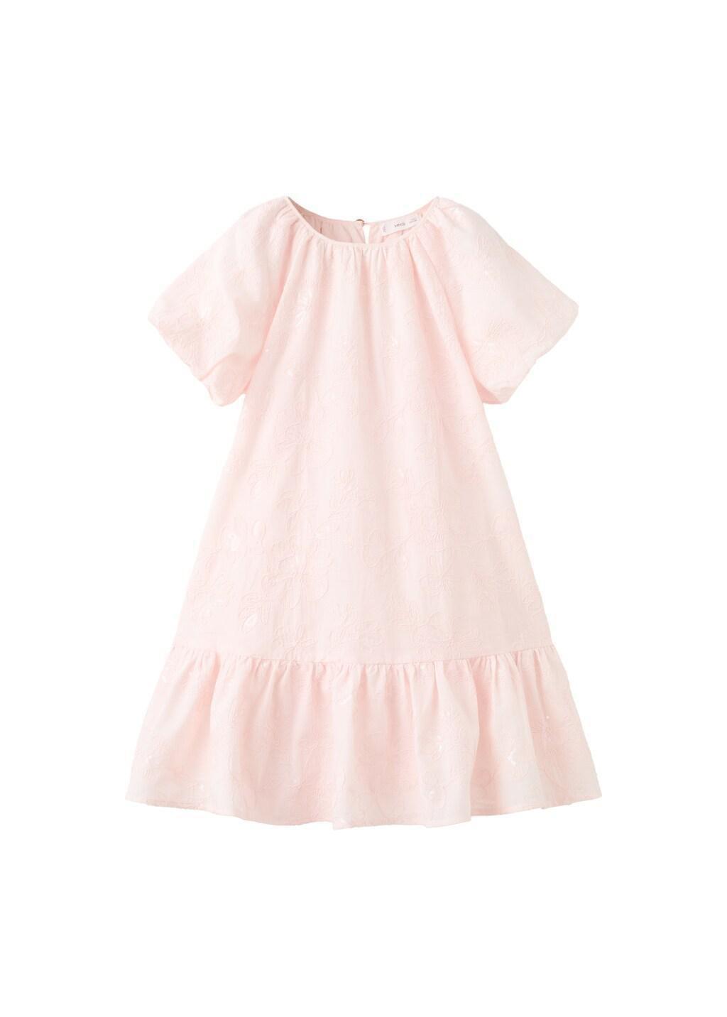 Pink Frill Cotton Dress, Kids Girls, Pink, large image number 5