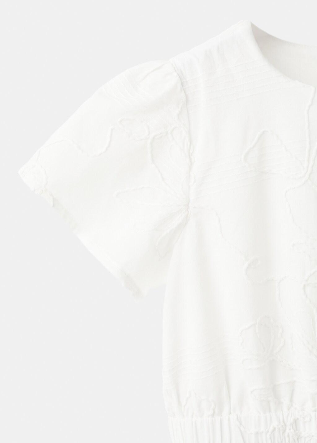 White Embroidered Midi Dress, Kids Girl, White, large image number 2