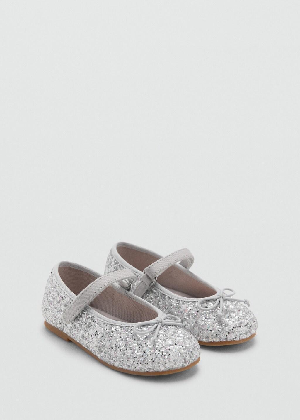 Silver Glitter-Effect Ballet Flats, Baby Girls, Silver, large image number 0