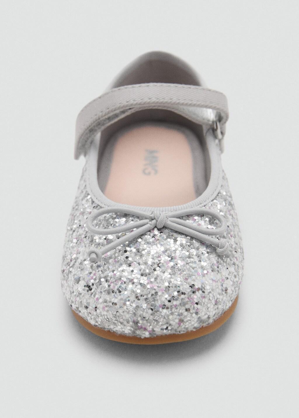 Silver Glitter-Effect Ballet Flats, Baby Girls, Silver, medium