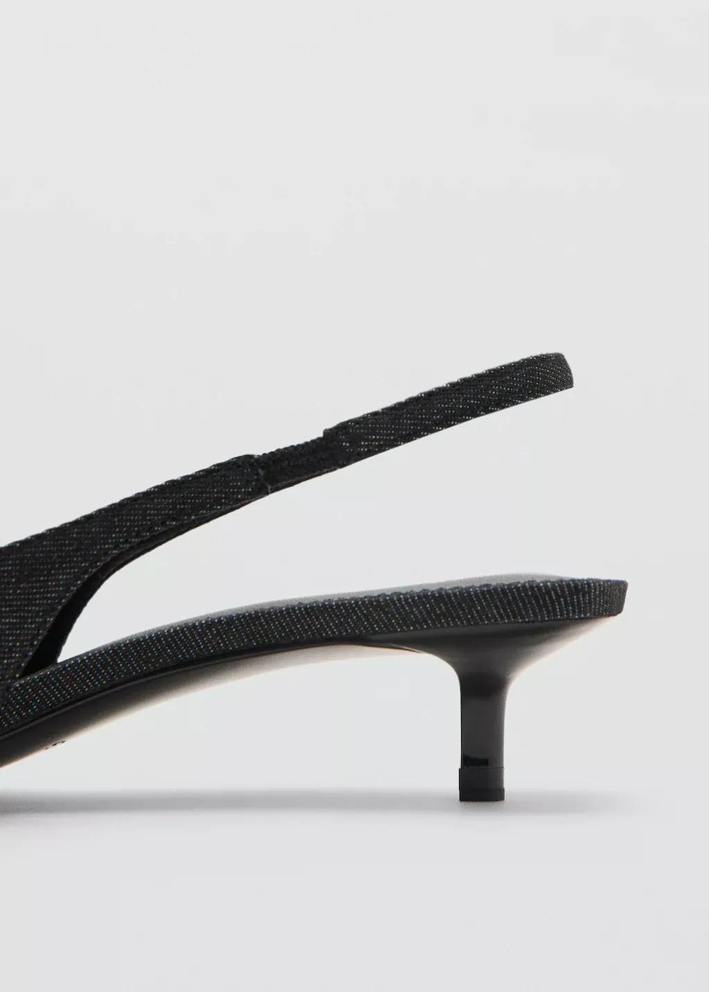 Navy Slingback Denim Shoes With Buckle, Navy, large image number 2