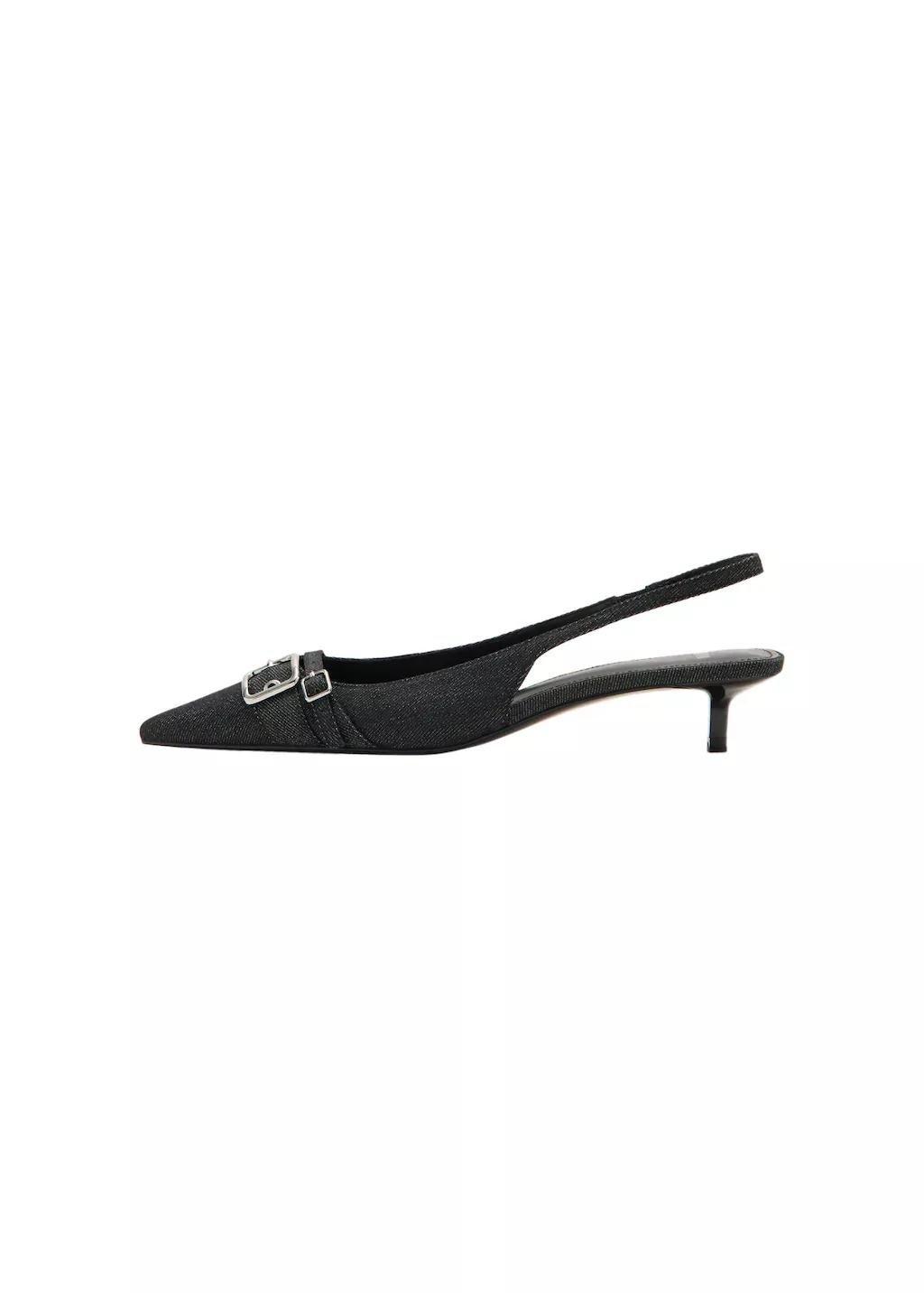 Navy Slingback Denim Shoes With Buckle, Navy, large image number 3