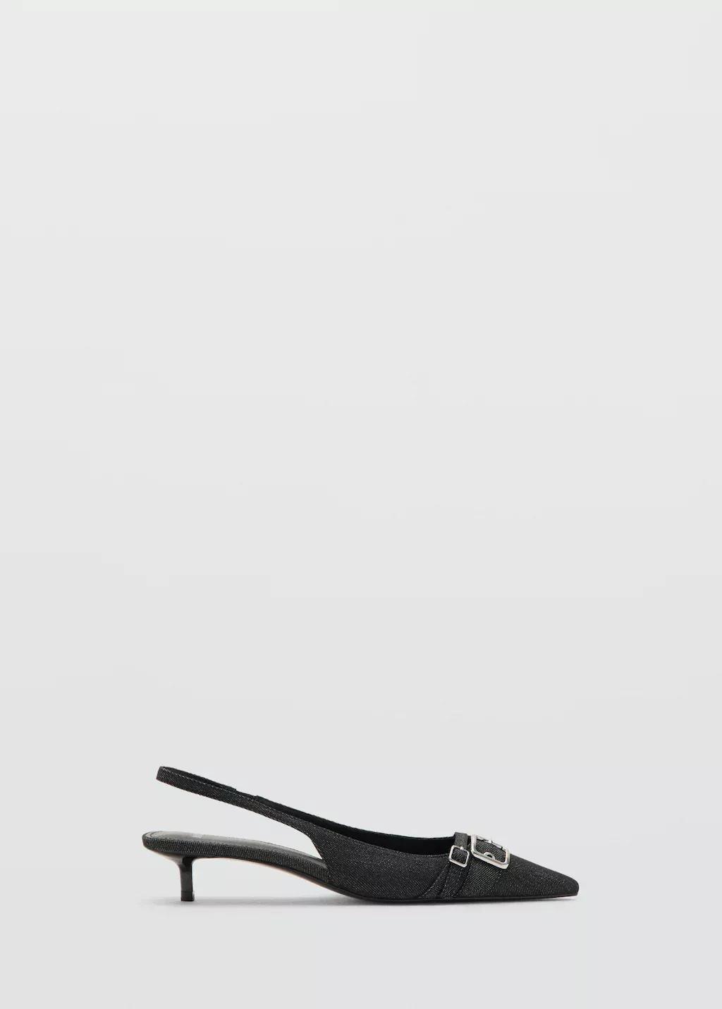 Navy Slingback Denim Shoes With Buckle, 0201_56, large image number 4