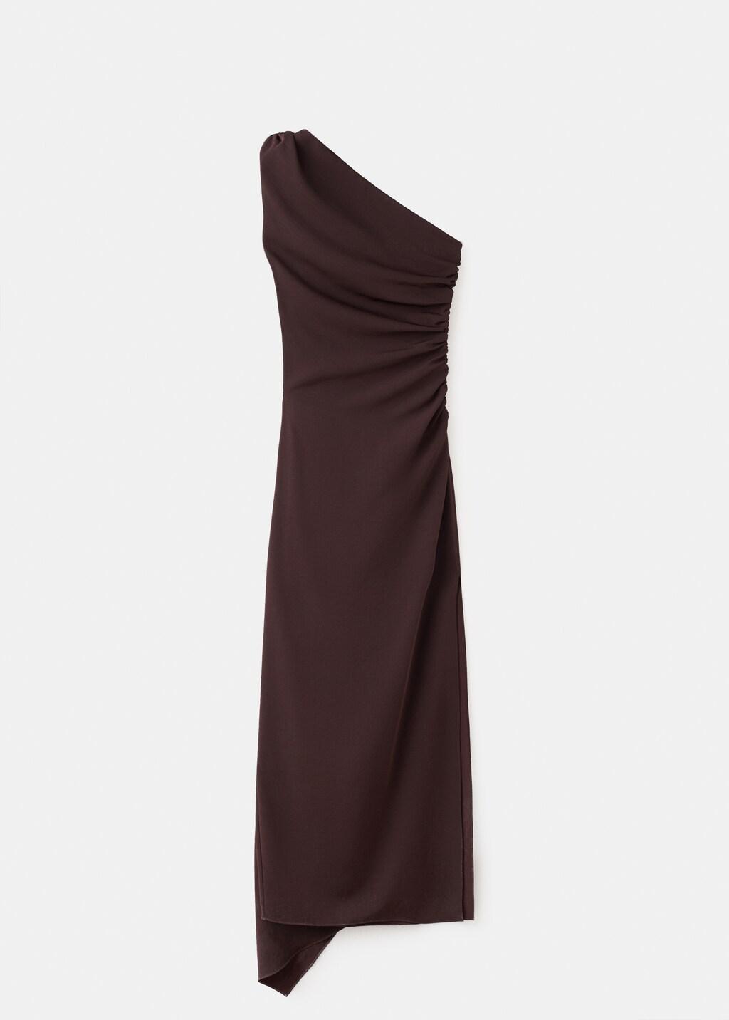 Brown Asymmetrical Dress With Scarf, 0201_32, large image number 7