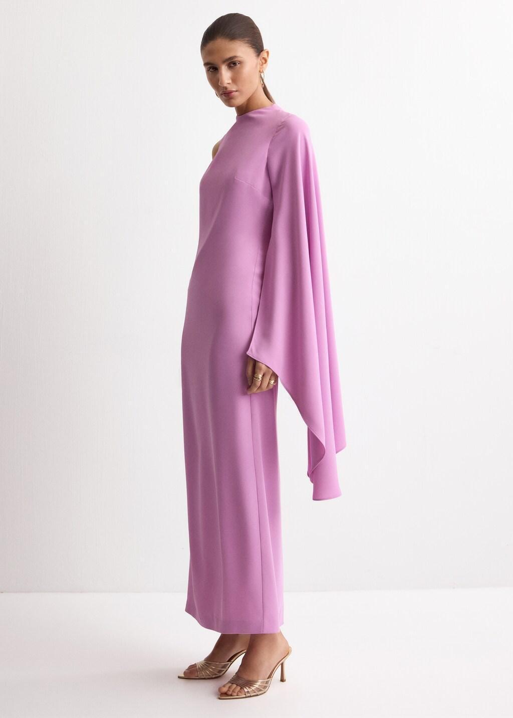 Purple Lt Pastel Long Asymmetrical Cape Dress, Light-Pastel Purple, medium