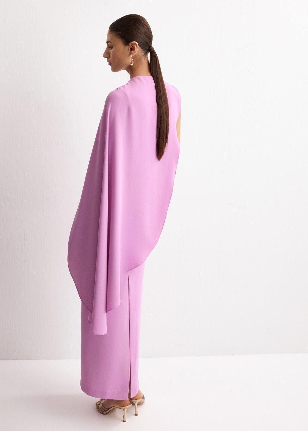 Purple Lt Pastel Long Asymmetrical Cape Dress, Light-Pastel Purple, large image number 2