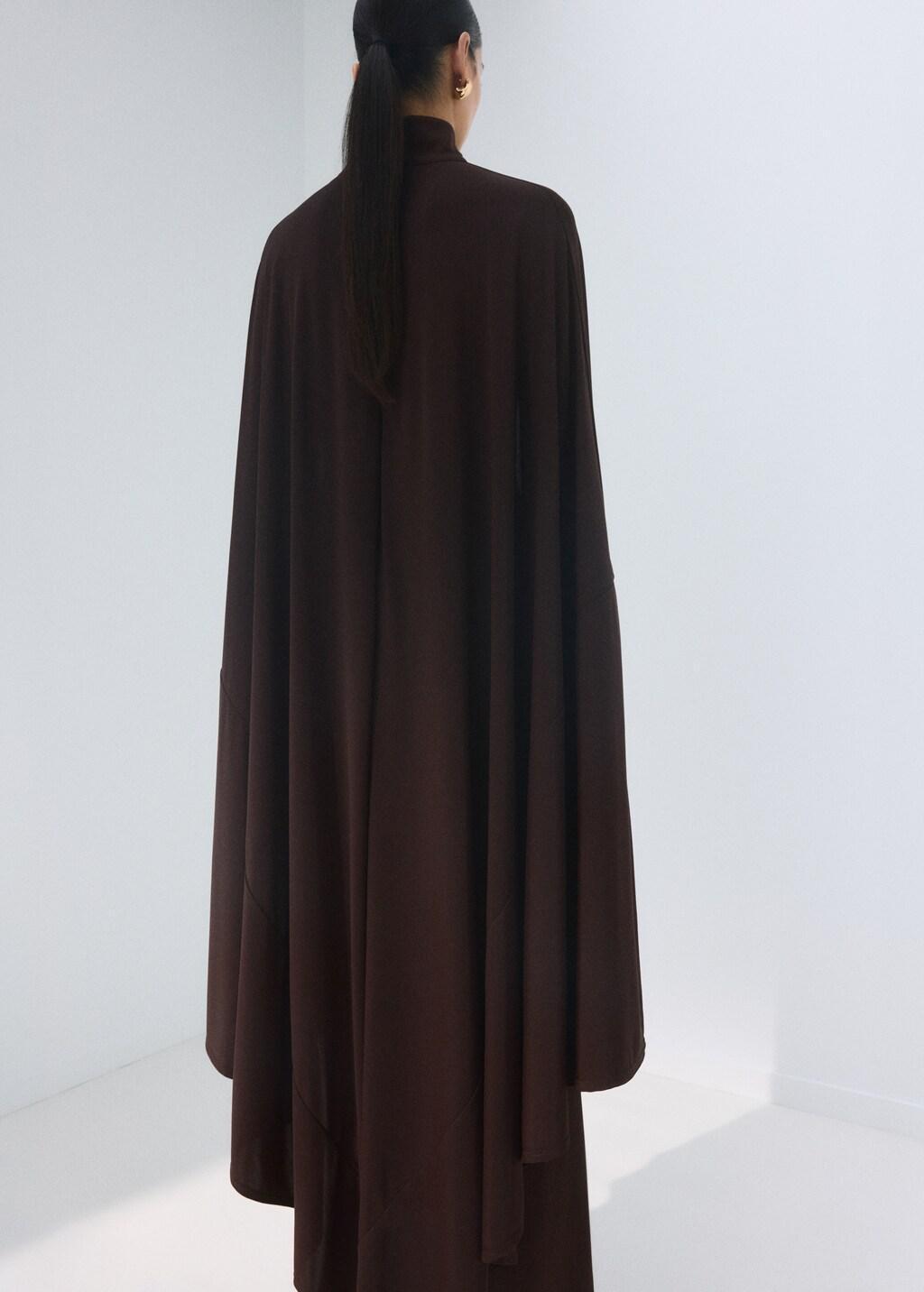 Brown Long-Sleeved Slit Dress, Dark Brown, large image number 2