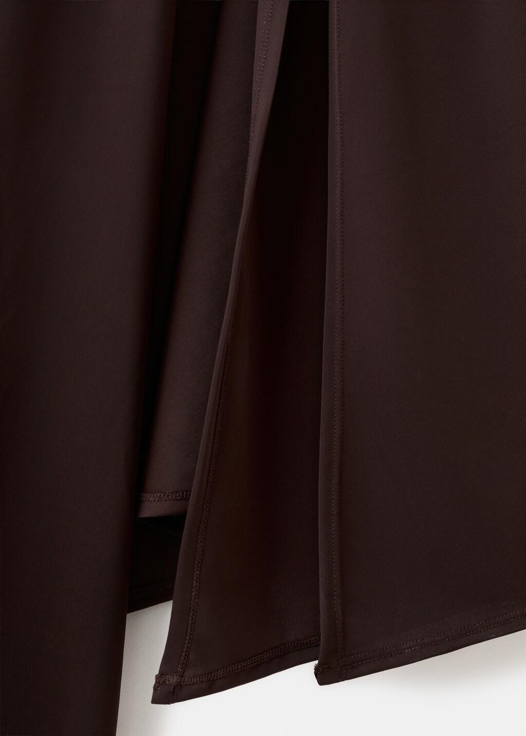 Brown Long-Sleeved Slit Dress, Dark Brown, large image number 4