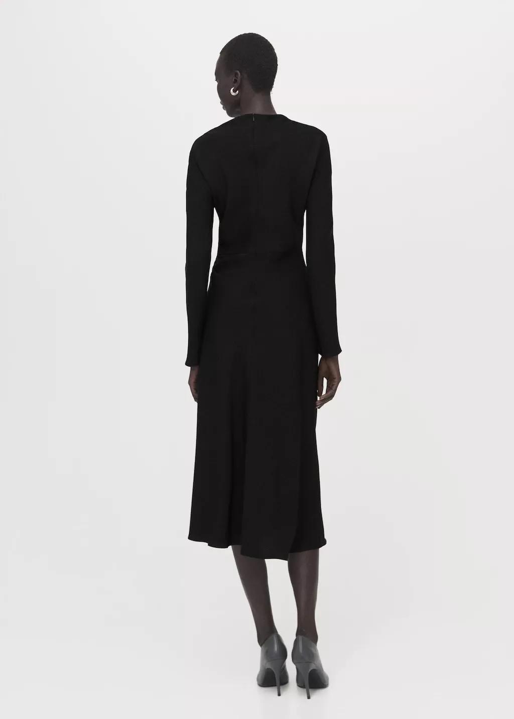 Black Ruched Midi Dress, 0201_99, medium