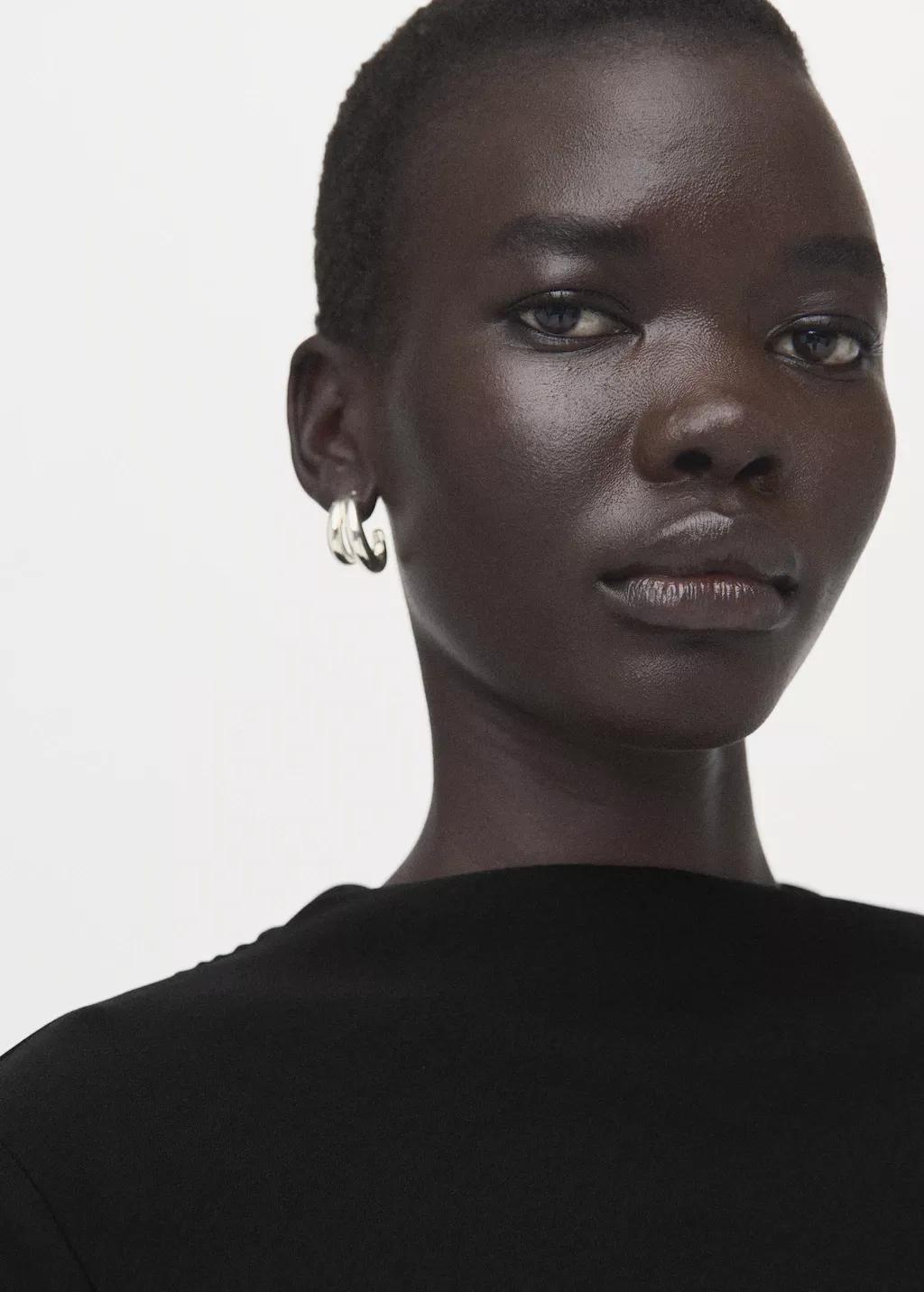 Black Ruched Midi Dress, Black, large image number 4