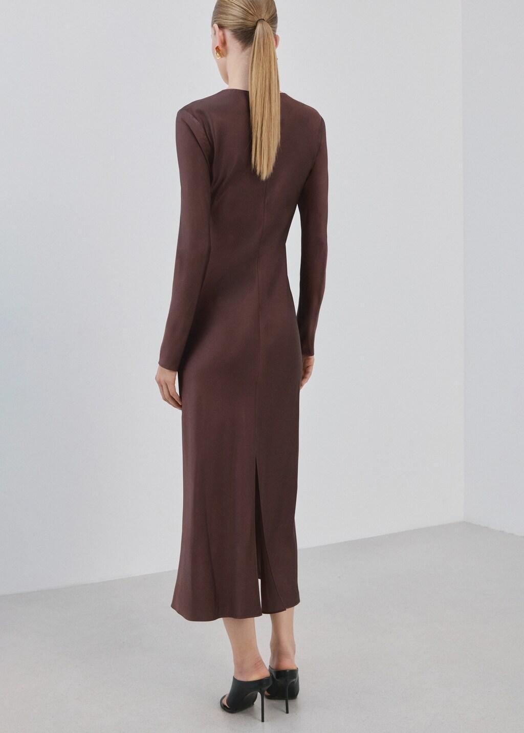 Brown Long Flared Dress, 0201_30, medium