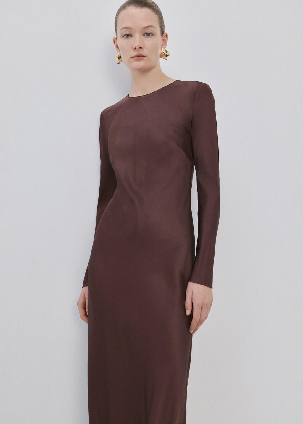 Brown Long Flared Dress, 0201_30, large image number 3
