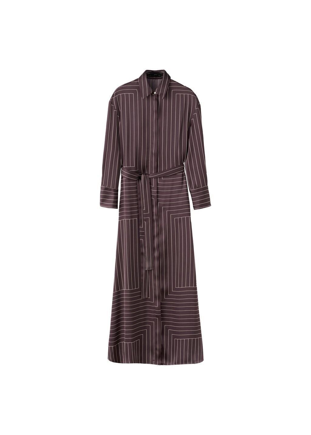 Brown Printed Shirt Dress, Dark Brown, large image number 6