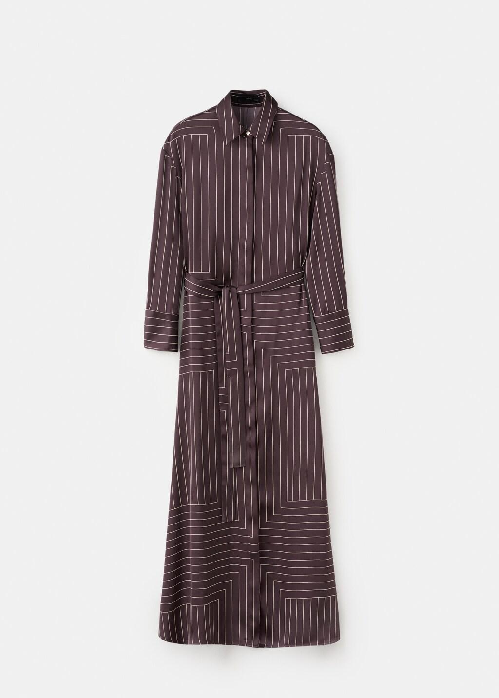 Brown Printed Shirt Dress, Dark Brown, large image number 7