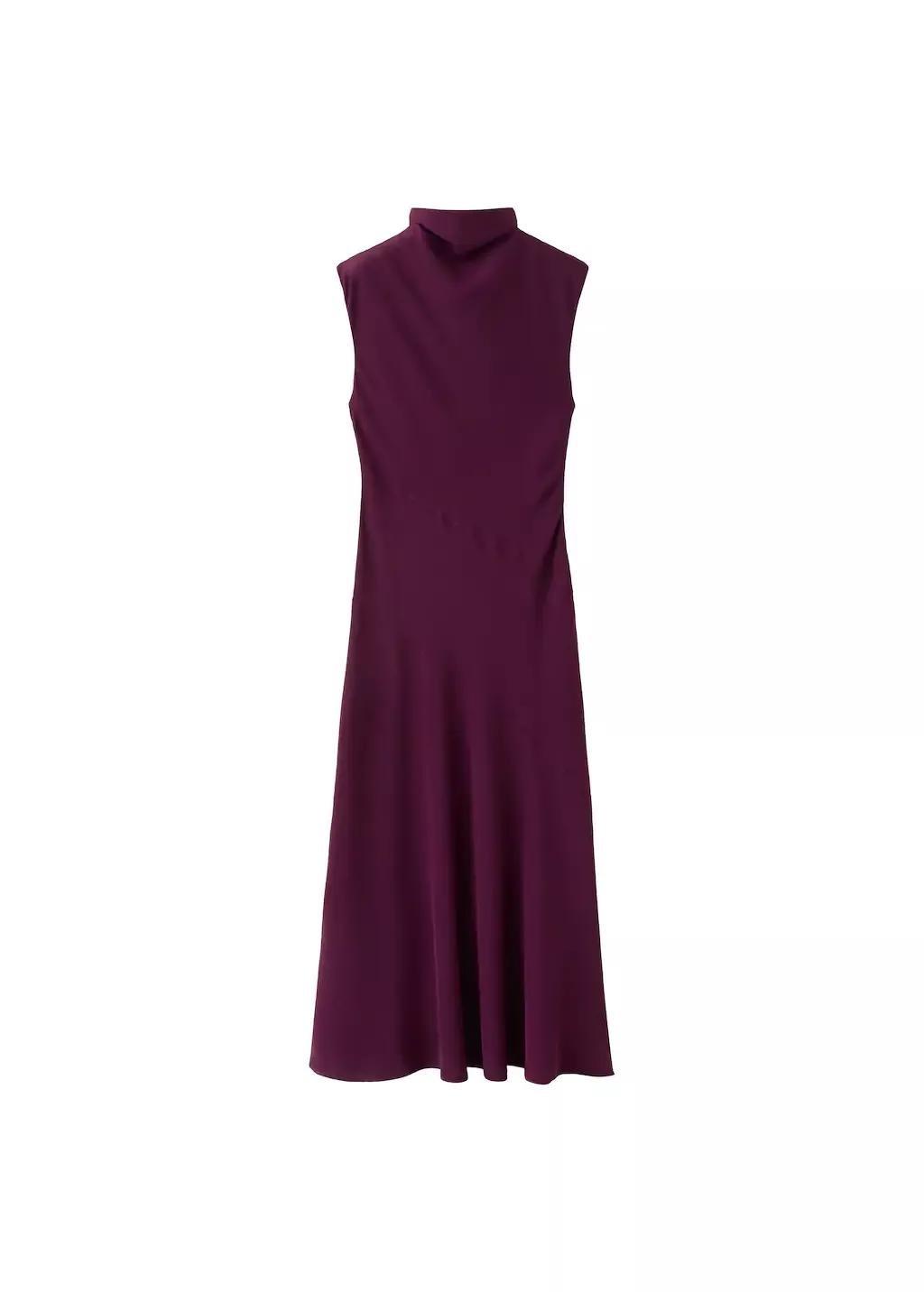 Burgundy Long Dress With Draped Neck, 0201_77, large image number 6