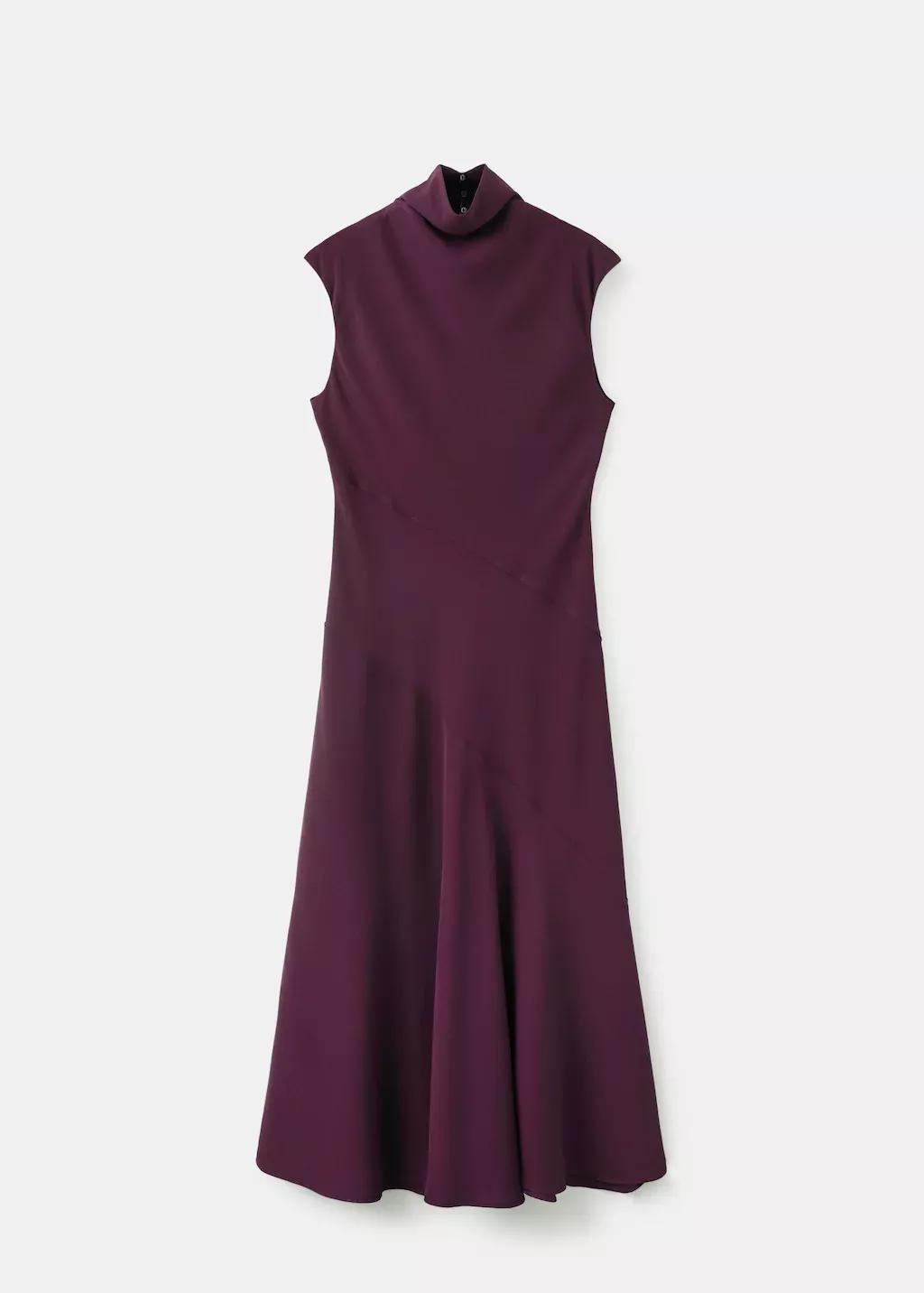 Burgundy Long Dress With Draped Neck, 0201_77, large image number 8