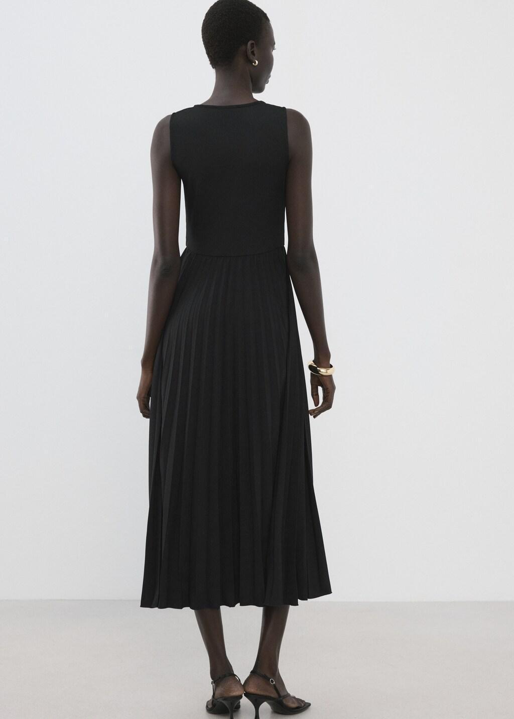 Black Flared Midi-Dress With Belt, Black, large image number 2